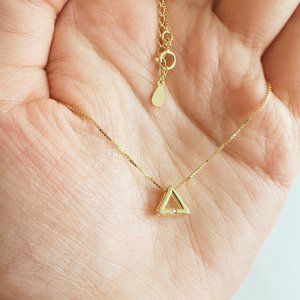 18k gold plated geometric triangle necklace, snake chain